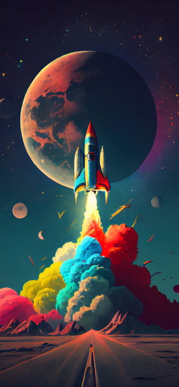 Fantasy Space Shuttle Flying To Giant Planet 4K Phone Wallpaper Fantasy Space Shuttle Flying To Giant Planet 4K Phone Wallpaper