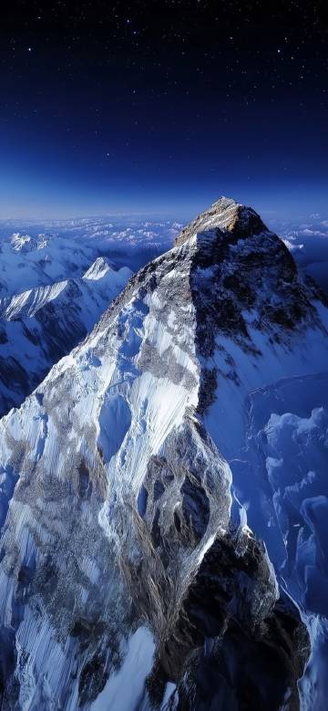 Majestic Snow Mountain Under Deep Blue Night 4K  Phone Wallpaper
