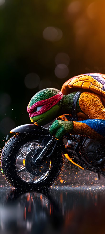 TMNT Raphael on a Cool Motorcycle 4K Wallpaper