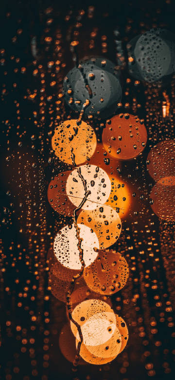 Rain-blurred night view phone wallpaper