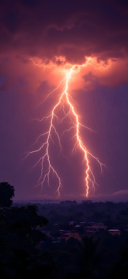 A Huge Bright Lightning Bolt 4K Wallpaper