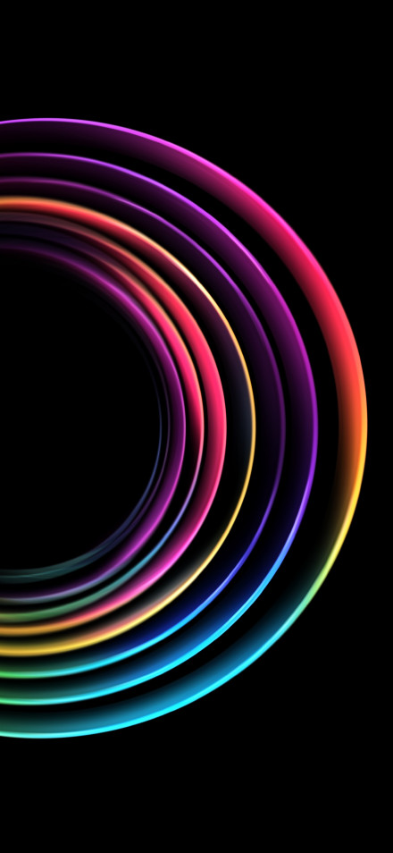 Colorful Glowing Rings On A Black Background 4K Wallpaper