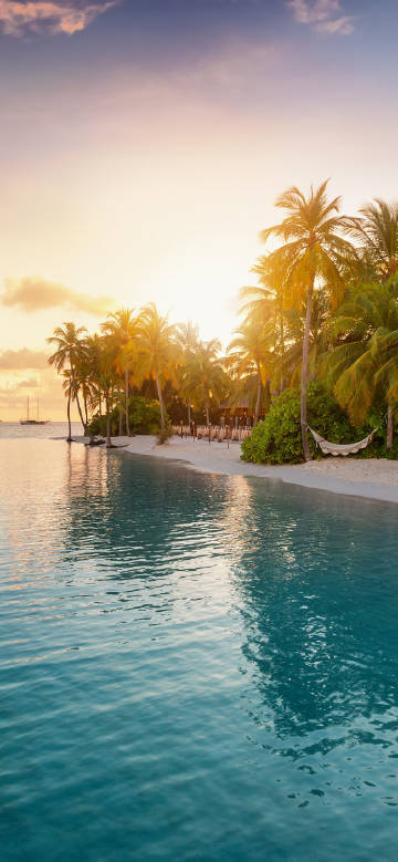 Stunning beach view at sunset phone wallpaper
