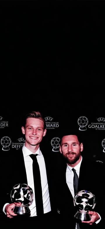Messi and De Jong at the awards ceremony phone wallpaper