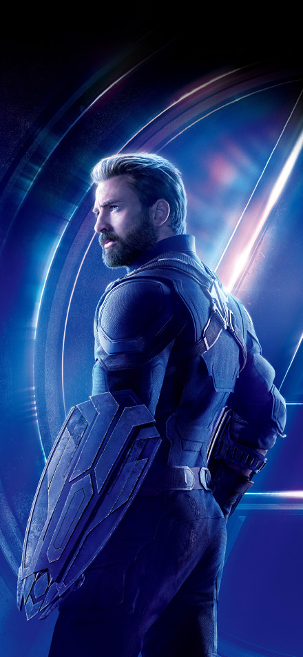 Captain America in combat uniform and carrying a shield phone wallpaper