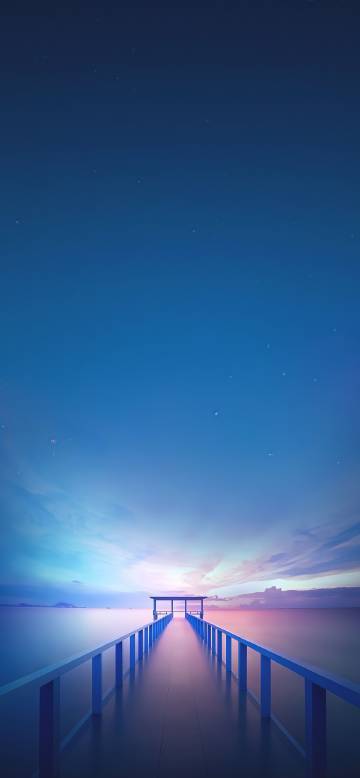 A trestle bridge under a starry sky