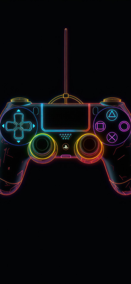 Neon-Lit Gaming Controller with Colorful Lights Wallpaper 4K