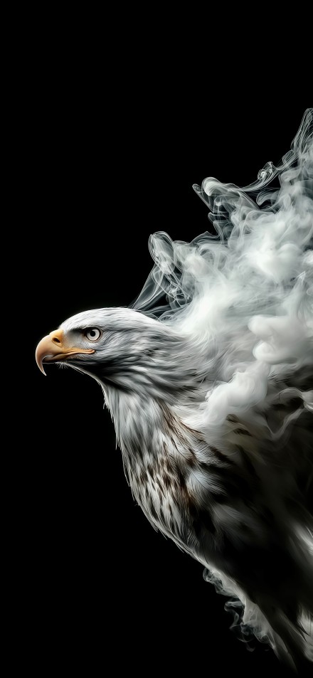 Eagle in the dark smoke effect phone wallpaper