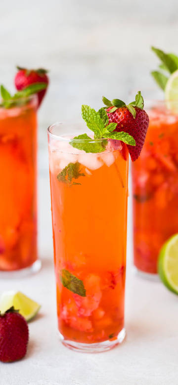 Strawberry mint orange juice refreshing ice drink