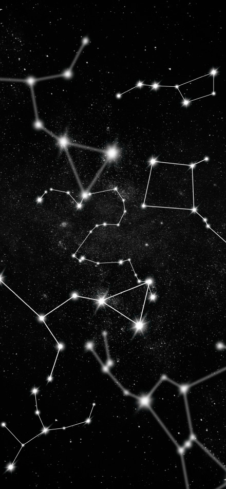 Constellation pattern composed of twinkling stars in the night sky