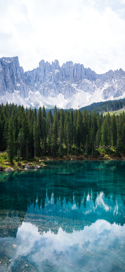 Clear lake reflecting the beauty of mountains and forests