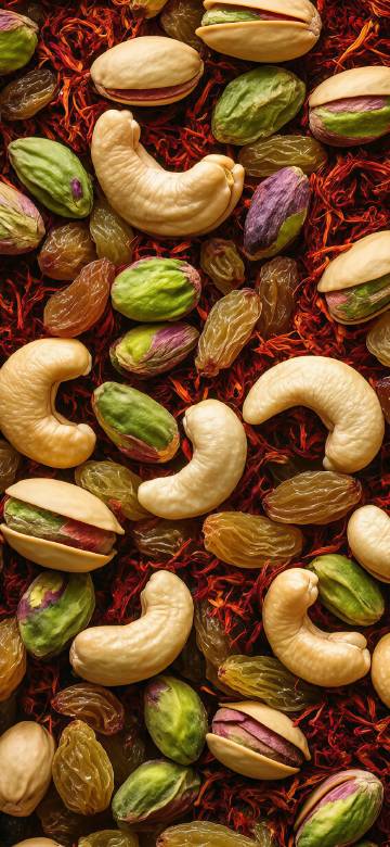 Delicious nuts and dried fruits phone wallpaper