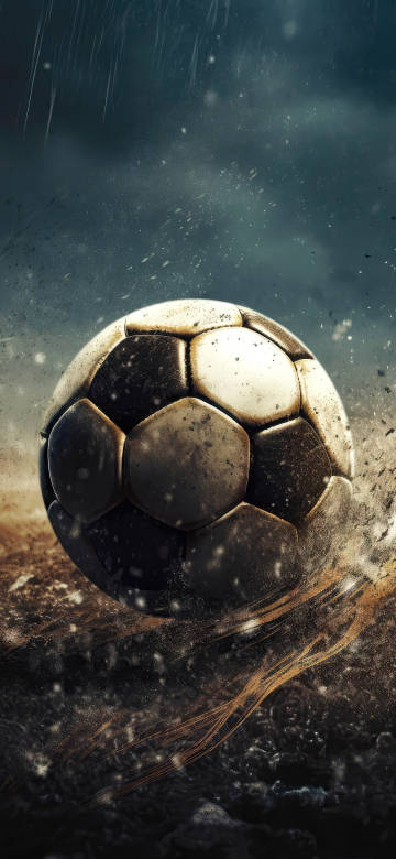 Close-Up of a Soccer Ball in the Midst of a Storm 4K Wallpaper