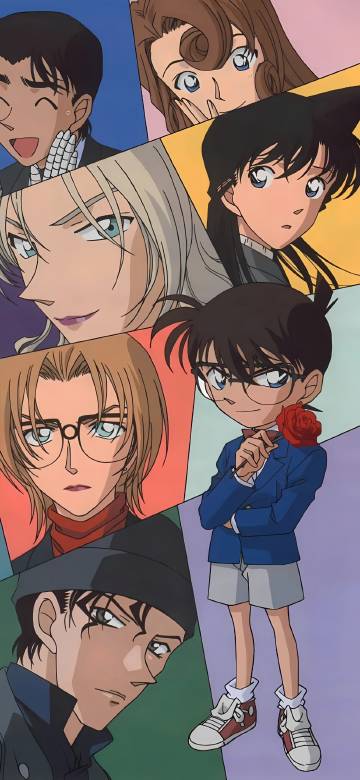 Detective Conan Characters Collage 4K Phone Wallpaper