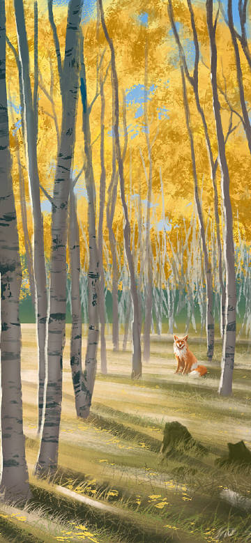 Fox in the jungle cartoon wallpaper