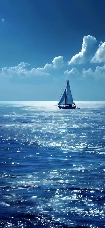 Sailing Dream on Blue Ocean Wallpaper