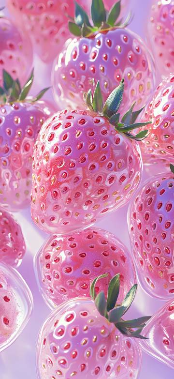 Wonderful scene of shiny strawberries phone wallpaper