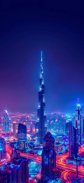Futuristic Dubai Skyline at Night 4K UHD Wallpaper
