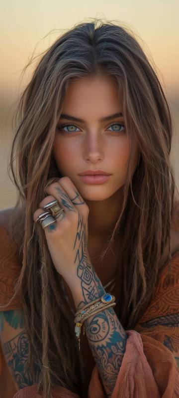 Girls with arm tattoos and vintage accessories