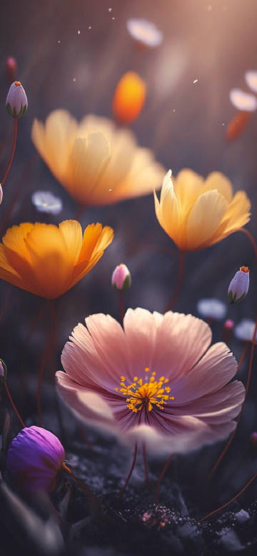 Dreamy Pink Flower in Soft Light Phone Wallpaper