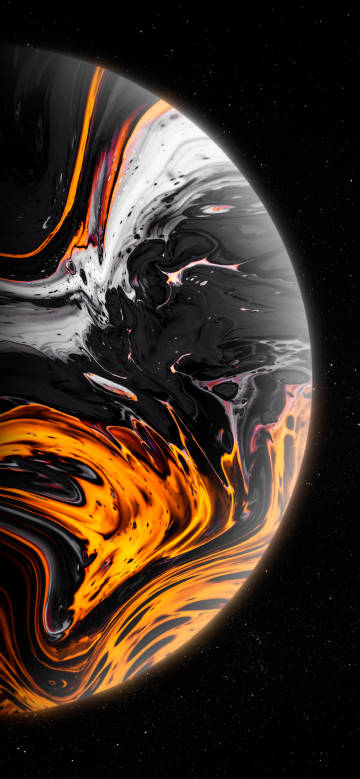 A fantasy planet with flowing colors on its surface phone wallpaper