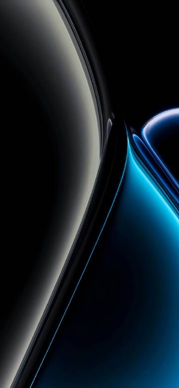 Abstract fluid shapes in blue and black on black background