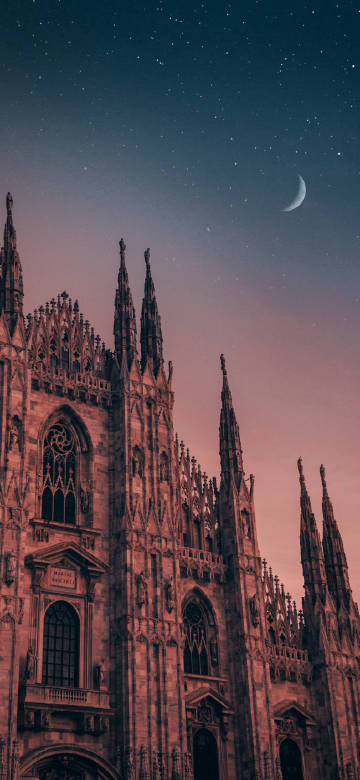 Milan cathedral under the stars phone wallpaper