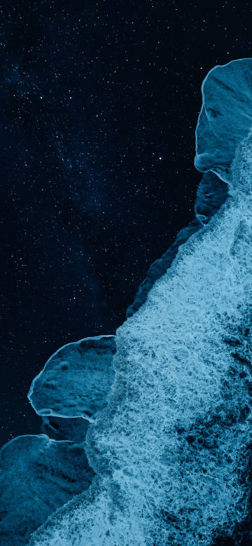 Dark phone wallpaper, starry sky, waves, fantasy