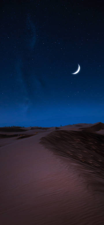 Desert under the blue night sky phone wallpaper