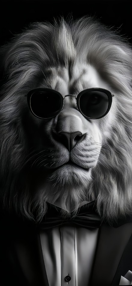 Cool Lion Wearing Sunglasses And A Suit 4K Wallpaper