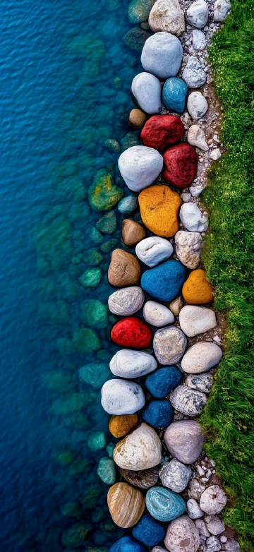Colorful stones by the lake phone wallpaper