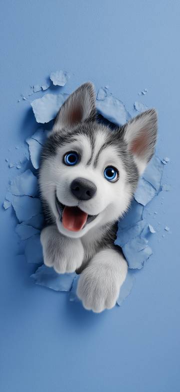 Cute Husky iOS26 Depth Effect 4K Wallpaper