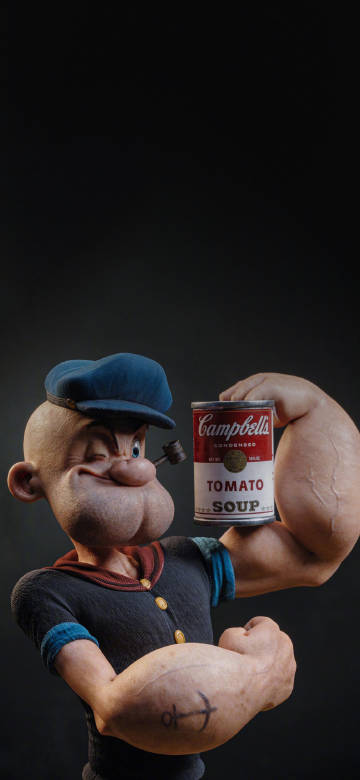 Popeye holding soup can phone wallpaper