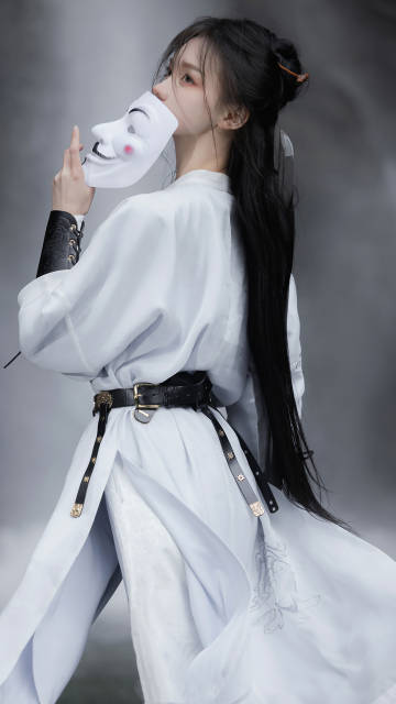 White ancient beauty mask 4K phone wallpaper
