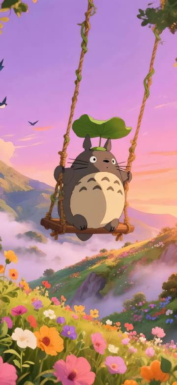 Totoro on a swing