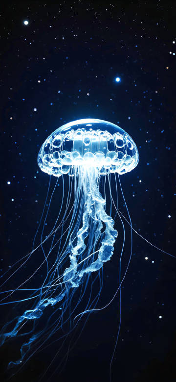 Crystal jellyfish on black background