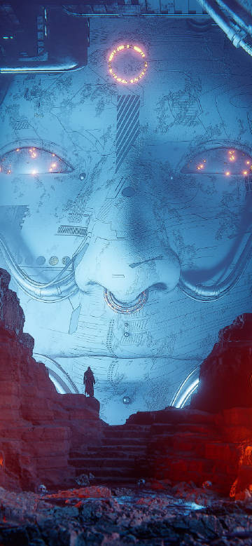 Watcher in front of the mysterious mechanism