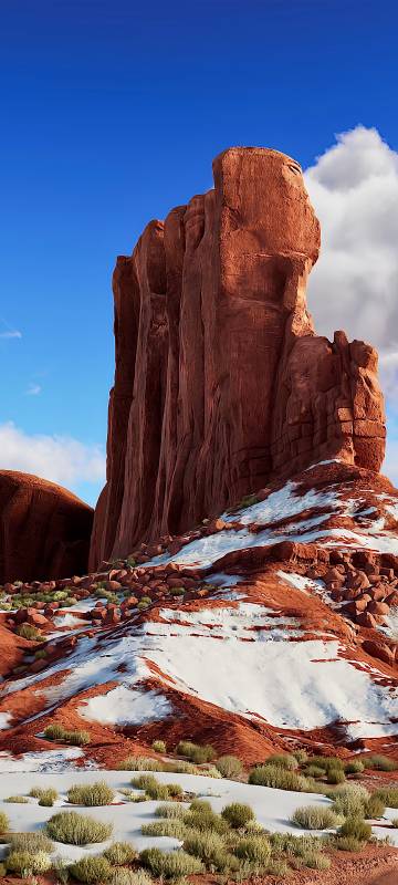 Monument Valley Winter Snow Scenery 4K Wallpaper