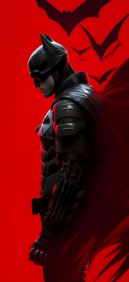The Batman Red Background 4K Phone Wallpaper