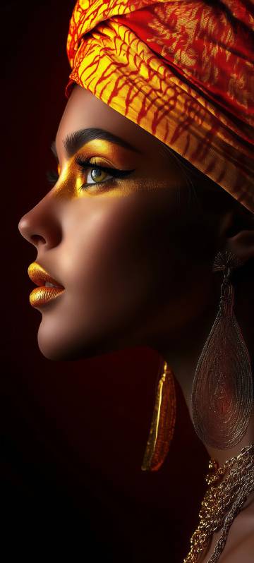 Girl in ethnic hijab and gold makeup phone wallpaper