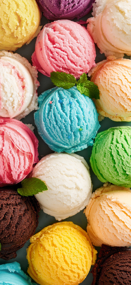 Ice cream in many colors and flavors phone wallpaper