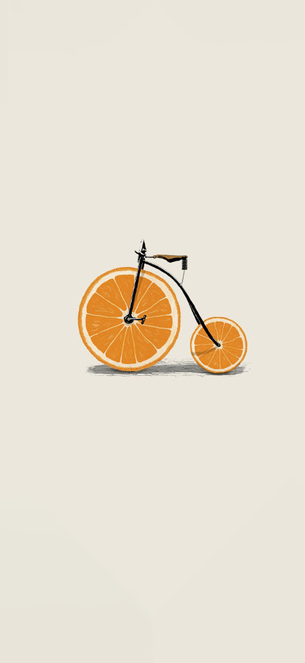 Minimalist Orange Slice Bicycle Art 4K Phone Wallpaper