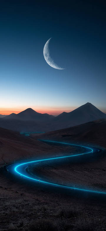 Beautiful Dreamy Glowing Road Phone Wallpaper 4K