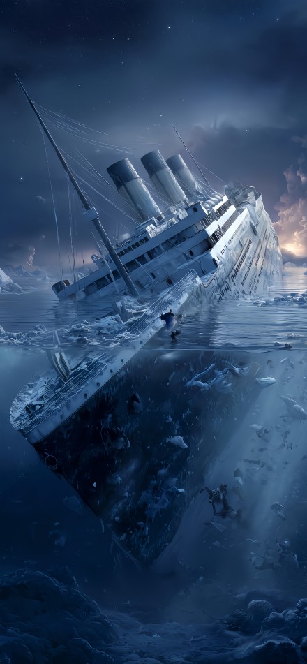 Titanic Ship Sinking at Night Wallpaper