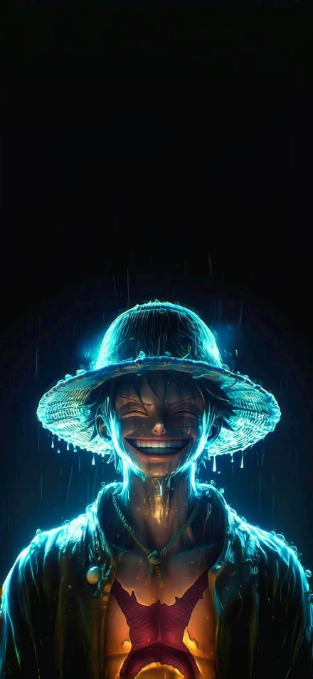Mugiwara Luffy Pirate King on a rainy night