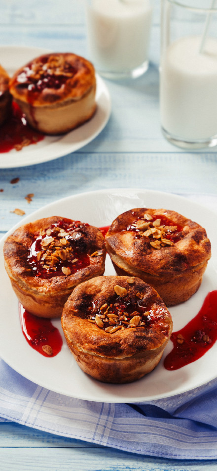 Jam oatmeal muffins delicious on the table phone wallpaper