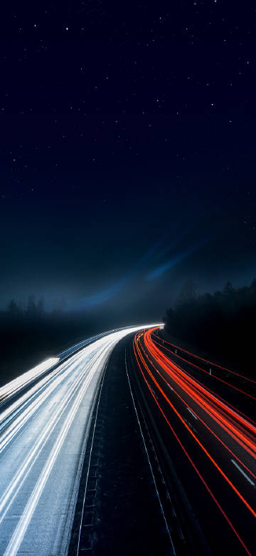 Beautiful dreamy dynamic highway under the starry sky