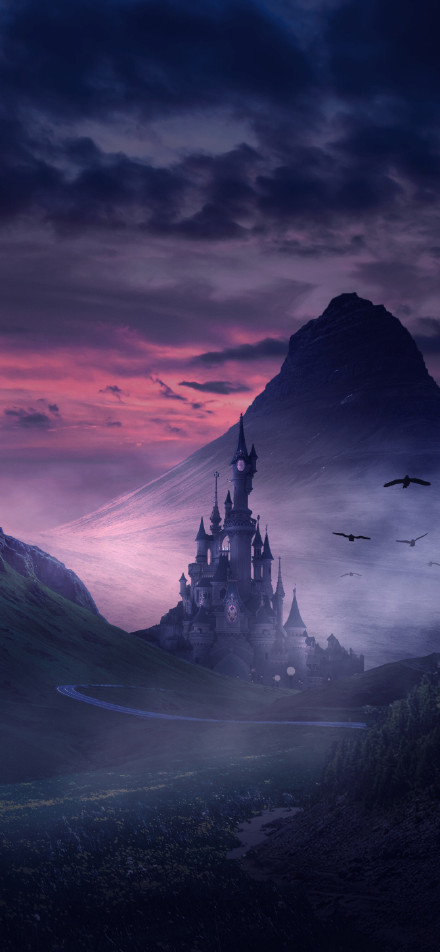 Mysterious castle in the clouds phone wallpaper