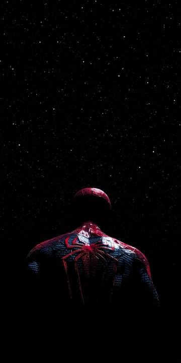 Spider-Man in the Dark with Stars Surrounding Him 4K Wallpaper
