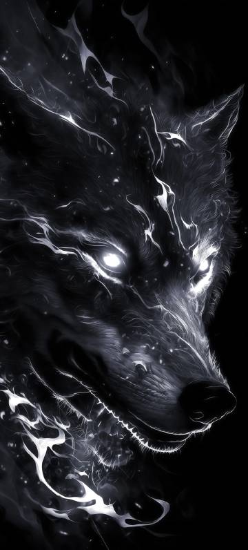 Mysterious light of the black wolf phone wallpaper